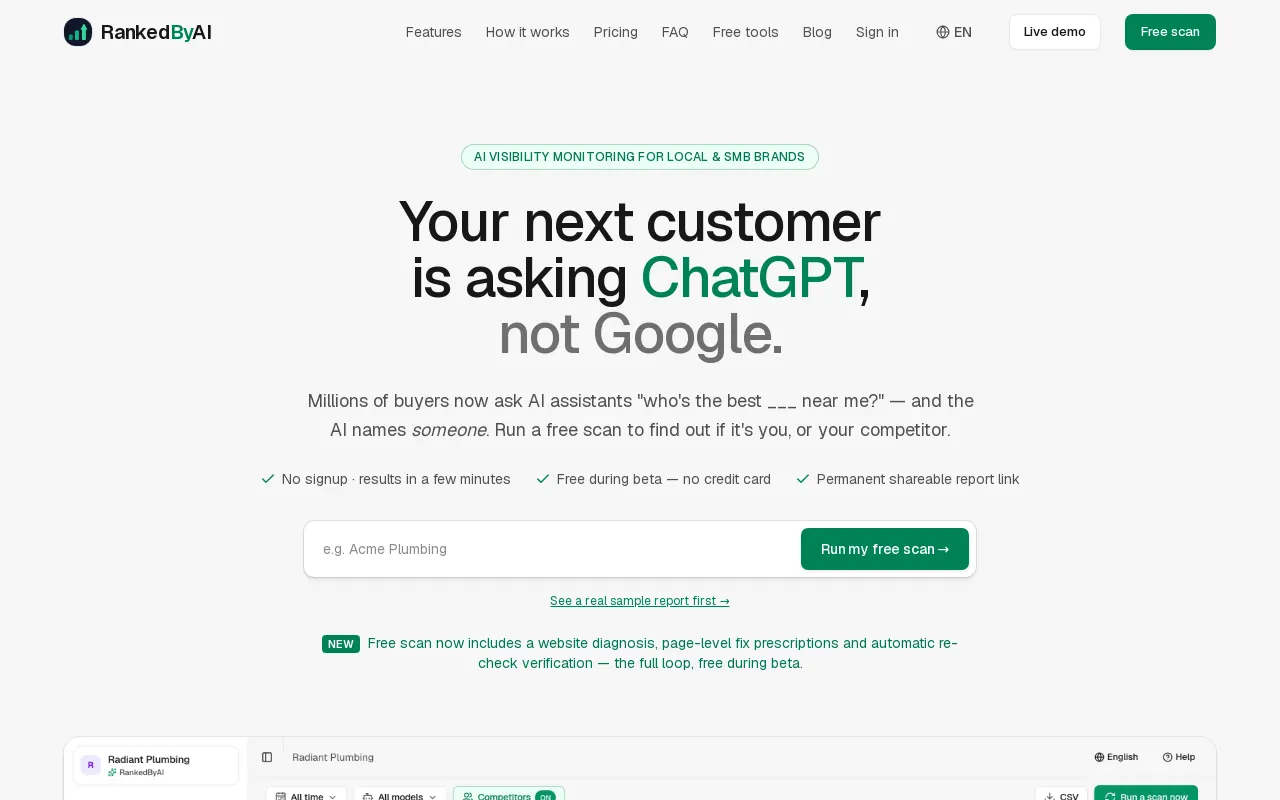 RankedByAI screenshot